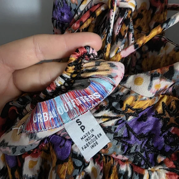 Urban Outfitters Multicolor Floral Mini Silky Boho Dress Small - Picture 8 of 9
